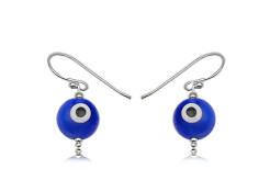 Srebrne kolczyki kulki Evil Eye ciemnoniebieskie 1,2 cm