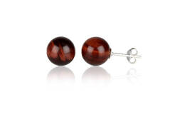 Earrings silver red Tiger Eye big