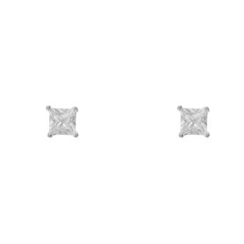 Silver earrings man bling with white CZ 4 mm