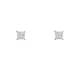 Silver earrings man bling with white CZ 4 mm