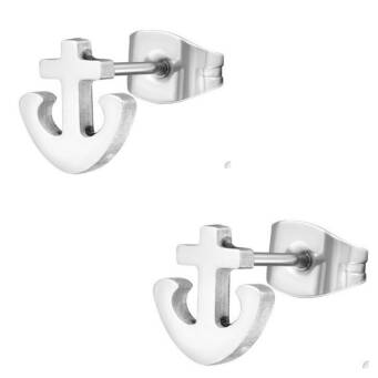 Steel earrings man stud Anchor