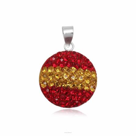 Wisiorek srebrny Kółko Flaga Hiszpanii a'la Swarovski