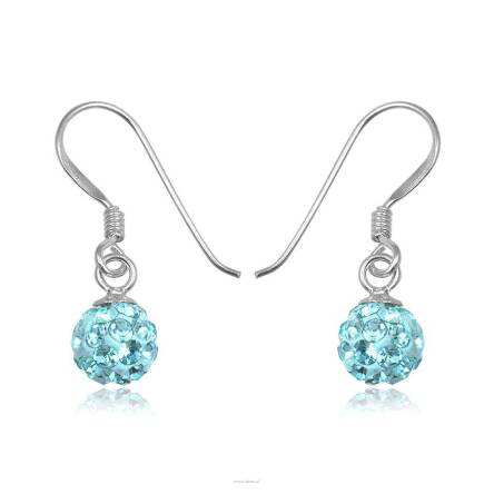 Srebrne Kolczyki Preciosa Kulki Blue Aqua wiszace