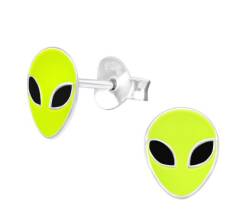 Kolczyki srebrne Alien kosmita obcy na sztyftach
