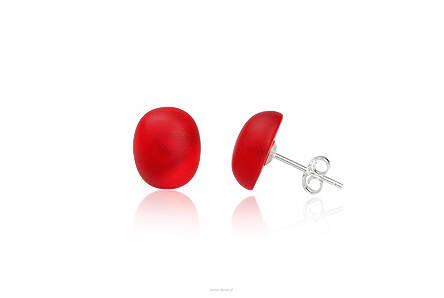 Earrings silver with Euroglass Red Oval