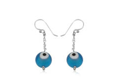 Earrings silver Evil Eye light blue dangle