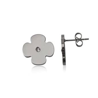 Earrings Steel Flower - Hearts with Zirconia Duplicate-1