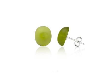 Earrings silver with Euroglass Green Oval