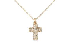 Pendant gold cross with crystals