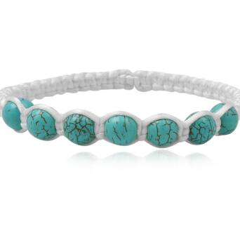 Bracelete Shamballa white with Turquoise