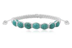 Bracelete Shamballa white with Turquoise