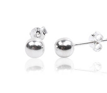 Silver Earrings Beads 8 mm