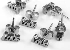 Steel earrings Love logo