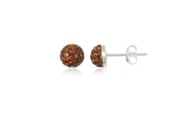 Silver earrings Preciosa Crystals half-bead caramel