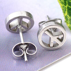 Steel earrings Peace logo