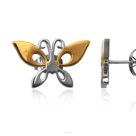 Earrings Steel Butterfly Gold Plated