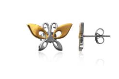 Earrings Steel Butterfly Gold Plated