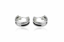 Earrings silver hoops small wide twins 12 mm