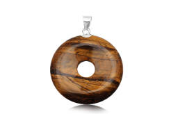 Pendant silver circle Tiger Eye