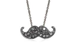 Pendant black Milord Mustache with crystals