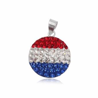 Wisiorek srebrny Kółko Flaga Holandii a'la Swarovski