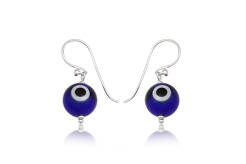 Earrings silver Evil Eye navy blue