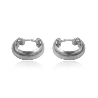 Earrings silver hoops small halfround