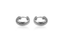 Earrings silver hoops small halfround