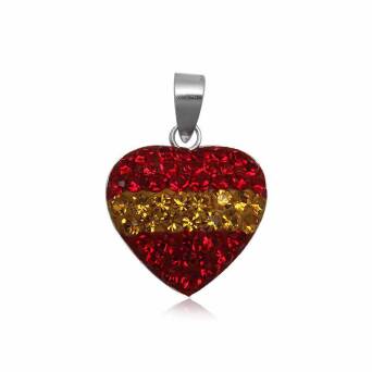Wisiorek srebrny Serce Flaga Hiszpanii a'la Swarovski