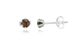 Silver earrings smoky quartz small