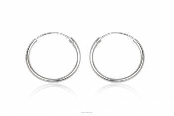 Silver earrings hoops 16 mm round