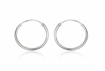 Silver earrings hoops 16 mm round