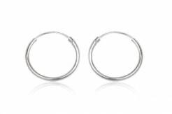 Silver earrings hoops 16 mm round