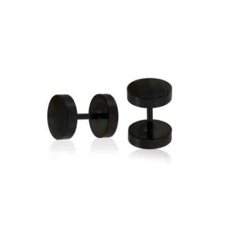 Steel earrings man Fake Plug 8 mm black