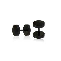 Steel earrings man Fake Plug 8 mm black