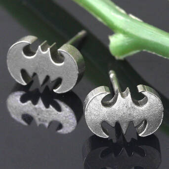 Steel earrings man stud Bat